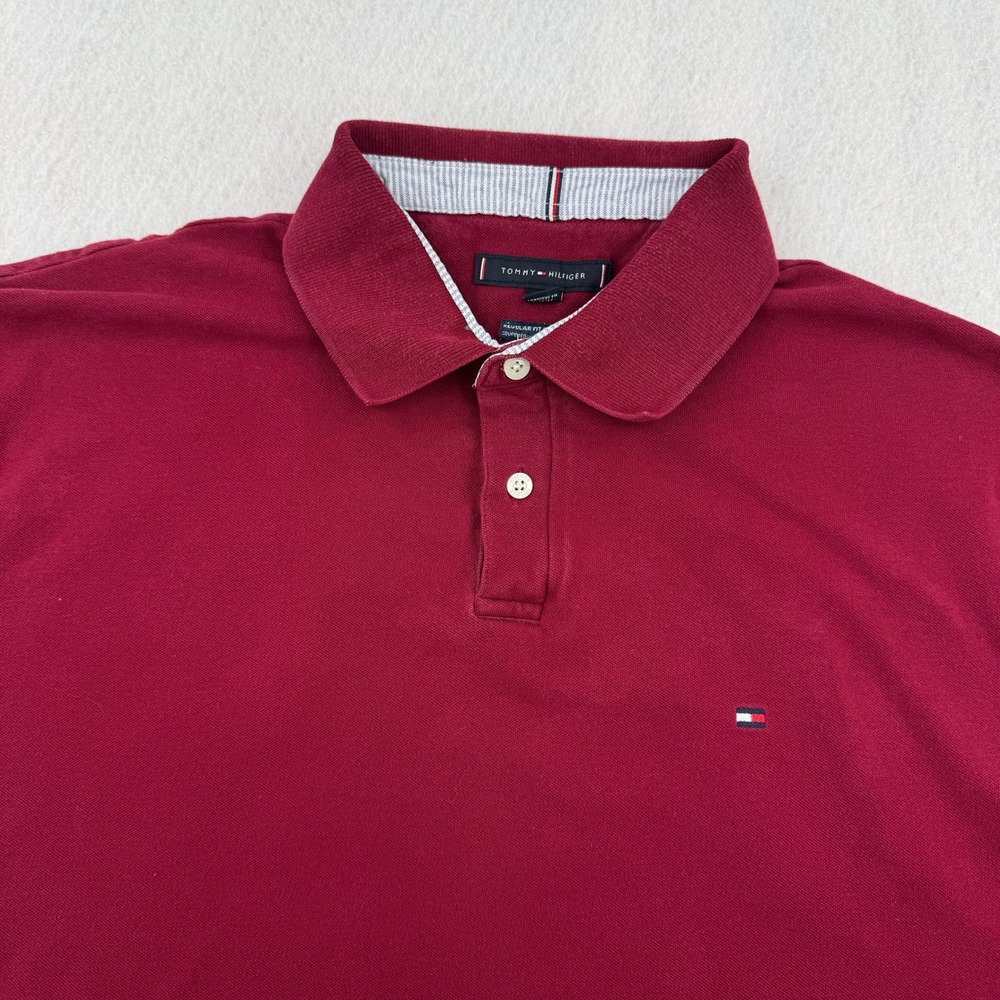 Tommy Hilfiger Mens XXL Burgundy Regular Fit Stretch Short Sleeve Polo Shirt